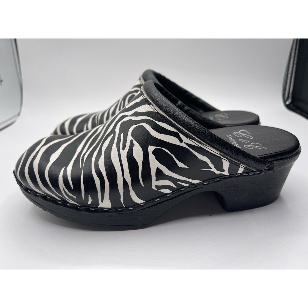 C&C Sweden Clogs Women’s Size 39 Zebra Slip‎ On C And C Black White